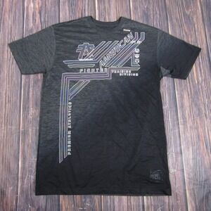 American Fighter Shirt Mens XL Black Gray Graphic Tee Short Sleeve Buckle Ombre